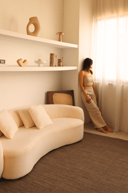 Tapis à poils bouclés multicolores couleur noyer et crème | Série Earth