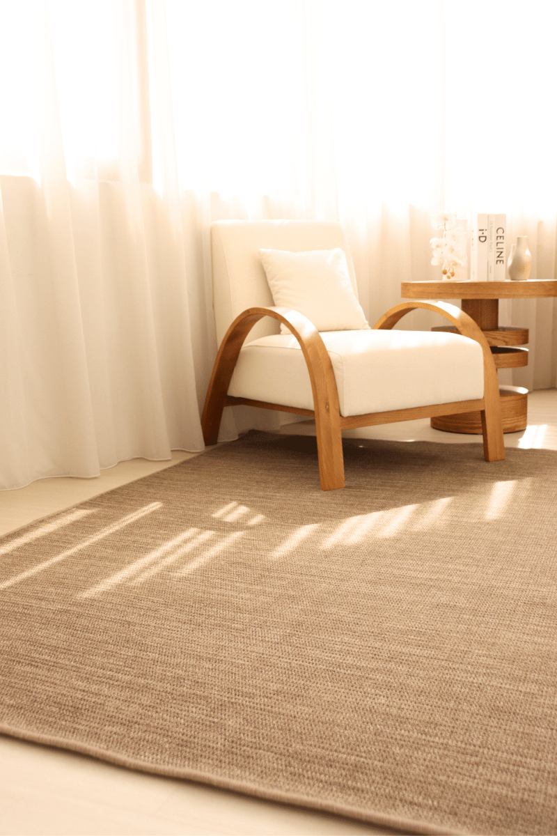 Tapis à poils bouclés multicolores couleur noyer et crème | Série Earth