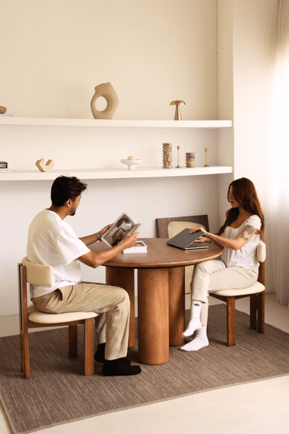 Tapis à poils bouclés multicolores couleur noyer et crème | Série Earth