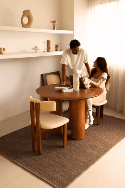 Tapis à poils bouclés multicolores couleur noyer et crème | Série Earth